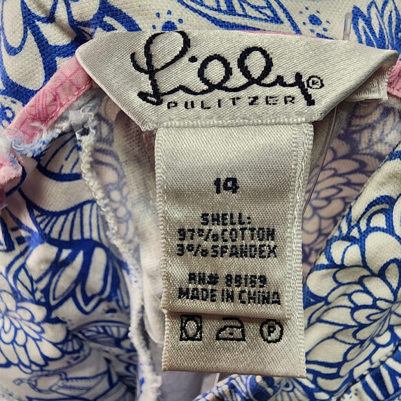 Lilly Pulitzer Blue Floral Cotton Cropped Pants Size S - Picture 8 of 9